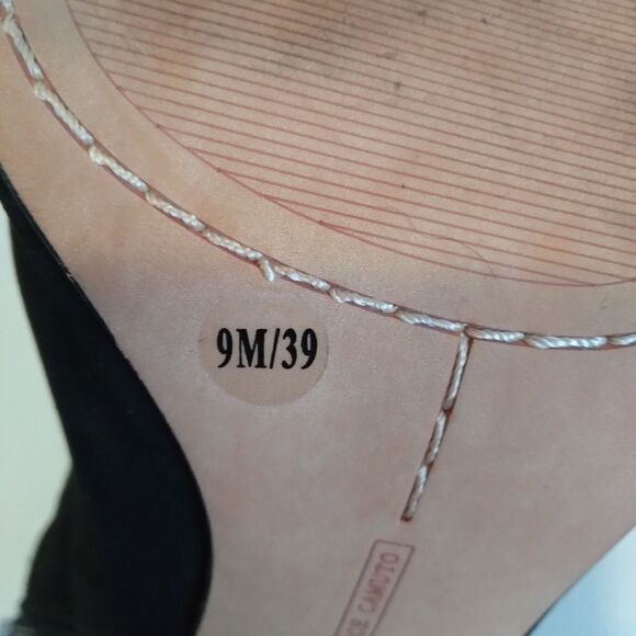 Vince Camuto Black Sammson Suede Leather Peep Toe Strappy Heel Sandal Women's 9 - Picture 10 of 13